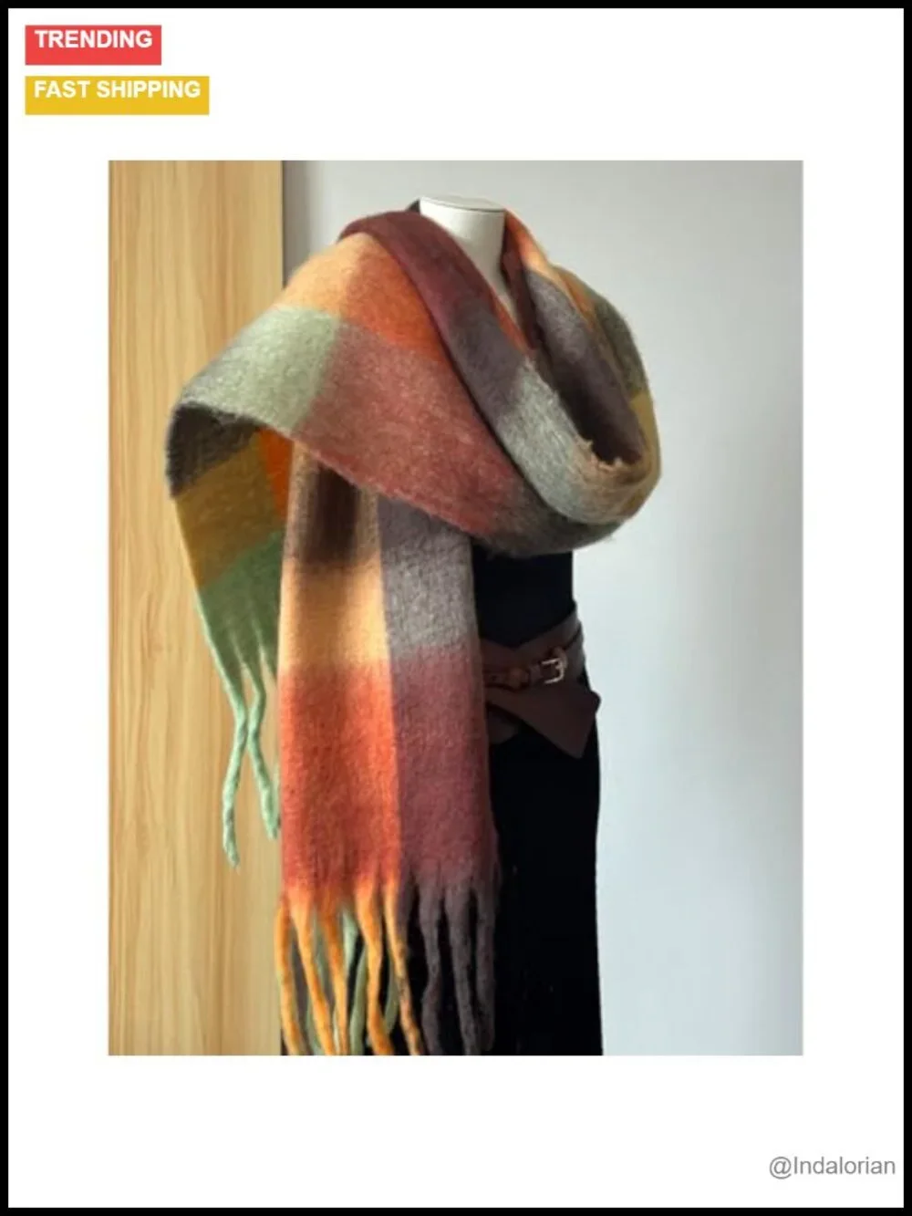 Winter Large Chunky Plaid Scarf Women Oversized Blanket Scarves Thick Soft